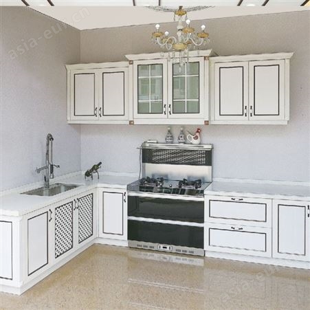 百和美 中式家庭馨整体全铝橱柜 铝合金橱房吊柜 仿实木厨房门板台面防滑可挂墙