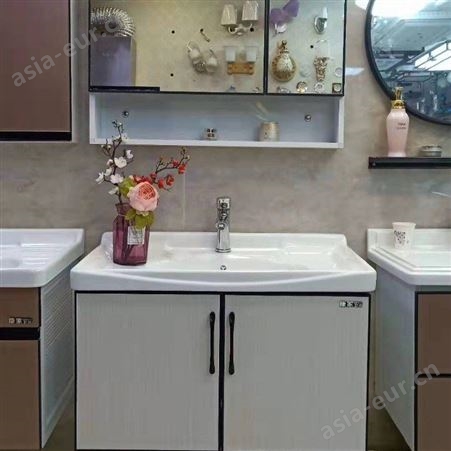 全铝浴室柜组合 白色防滑铝板卫生间卫浴柜 百和美简约款