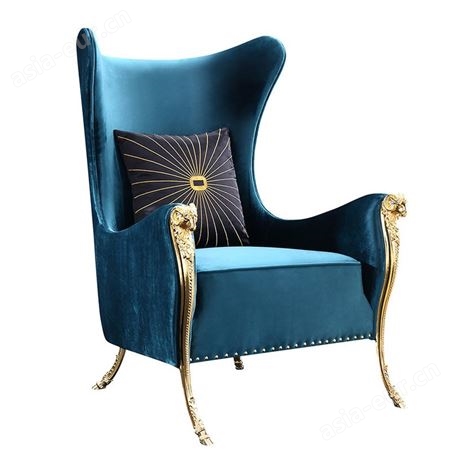 搏德森客厅皮艺单人椅简约轻奢美式单人椅网红羊头北欧单人椅厂家
